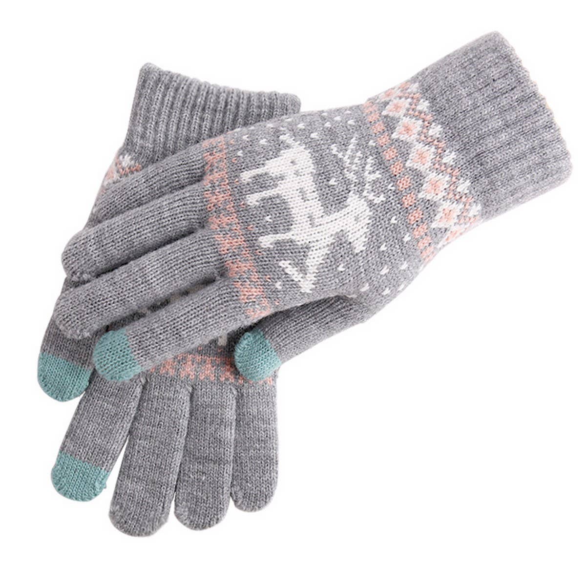 CUTE ELK FASHION KNITTED WARM TOUCH SCREEN GLOVES_CWAG0227