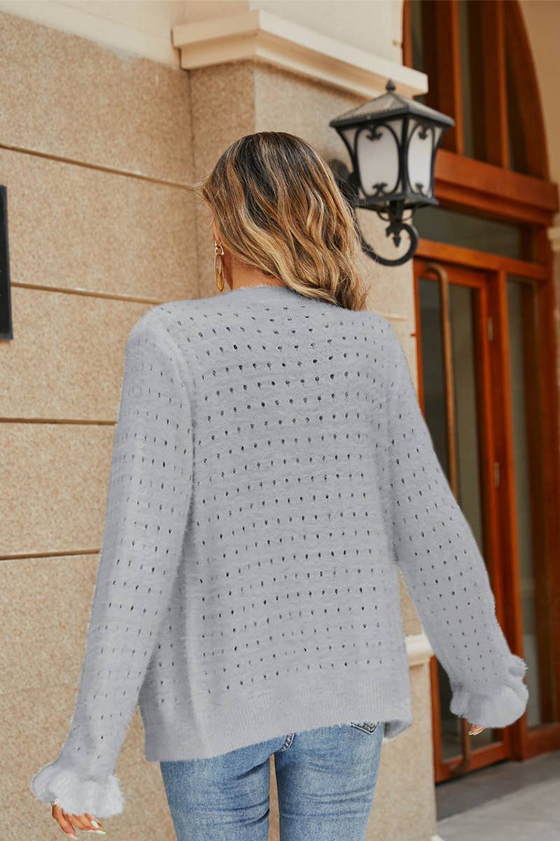 Womens Cut-Out Single Breasted Cardigan Jacket