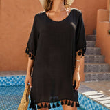 ROUND NECK FRINGE BIKINI TOP SWIMSUIT COVER UP_CWMW0665