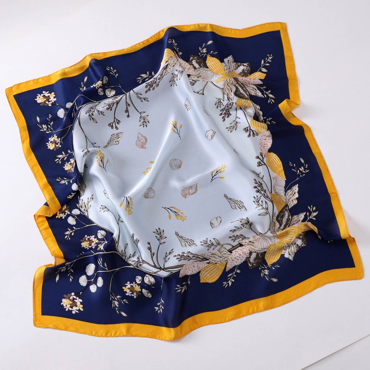 Vintage Letter Print Satin Square Scarf For Women_Cwasc0809