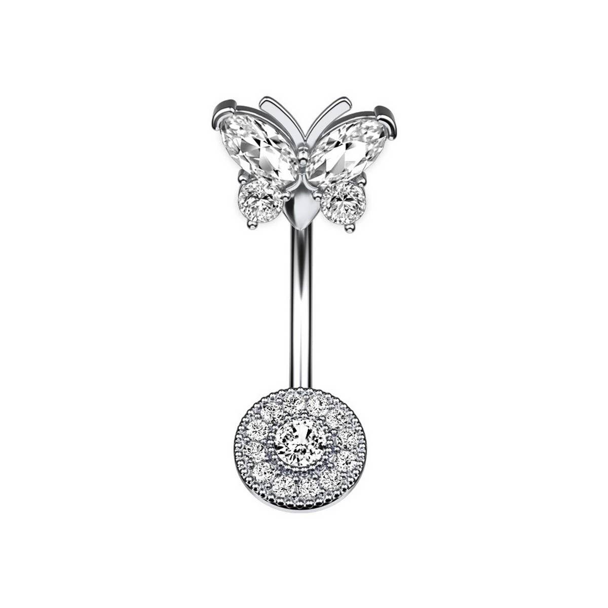COPPER CZ BUTTERFLY BELLY RING PIERCING_CWMM9240