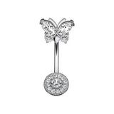 COPPER CZ BUTTERFLY BELLY RING PIERCING_CWMM9240