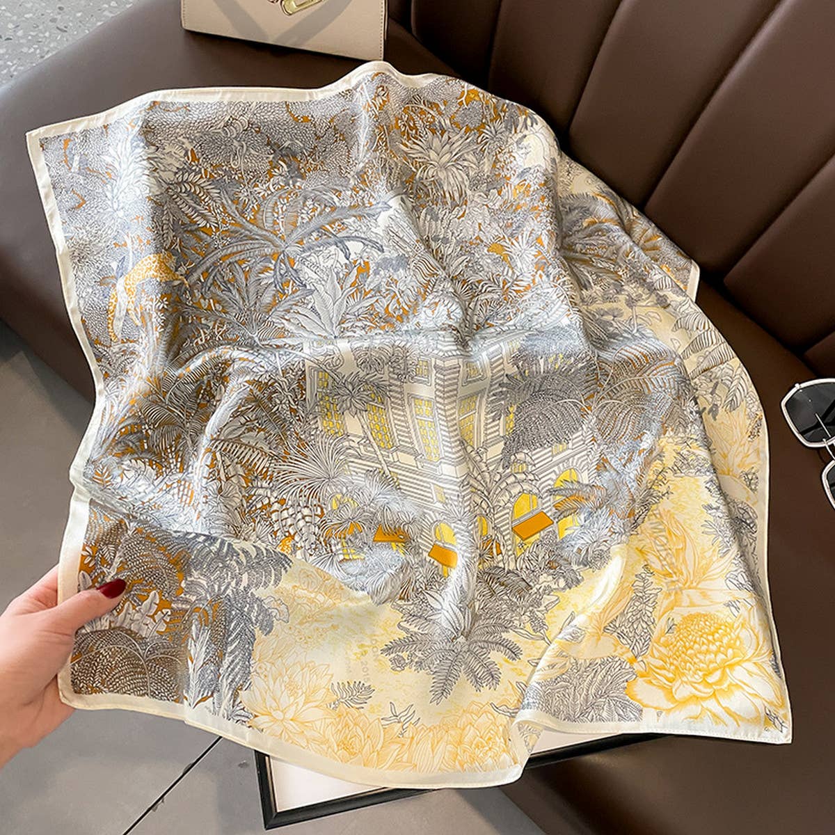 SILK SCARF SUMMER SQUARE SHAWL HEADBAND_CWASC0620