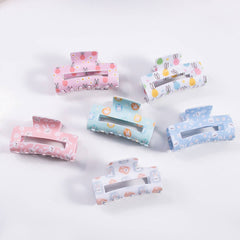 Cwaha1439_Bunny Head Print Rectangular Large Hair Claw Clip