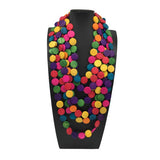 COLORFUL WOODEN DISC LONG MULTI LAYER NECKLACE_CWMM4913