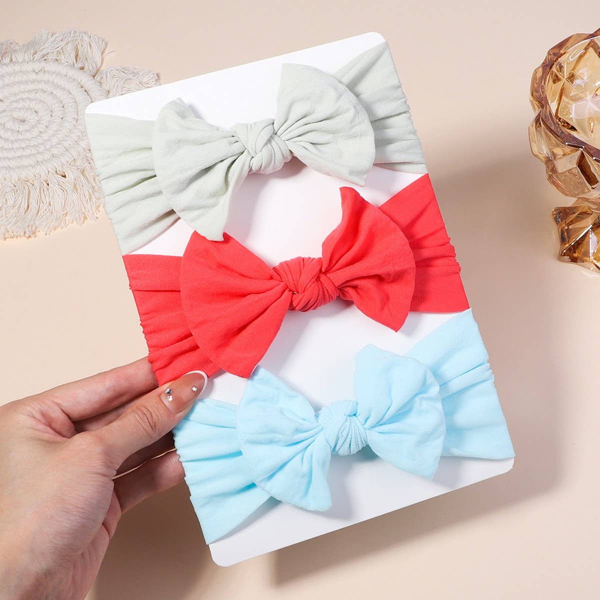 BABY BOW HEADBANDS SET SOFT NYLON WIDE BAND_CWAHA6750