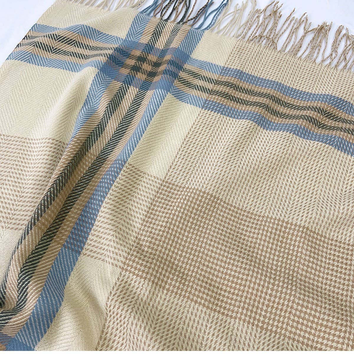 PLAID WOOL BLEND SCARF WINTER WRAP FOR WOMEN_CWASC1457