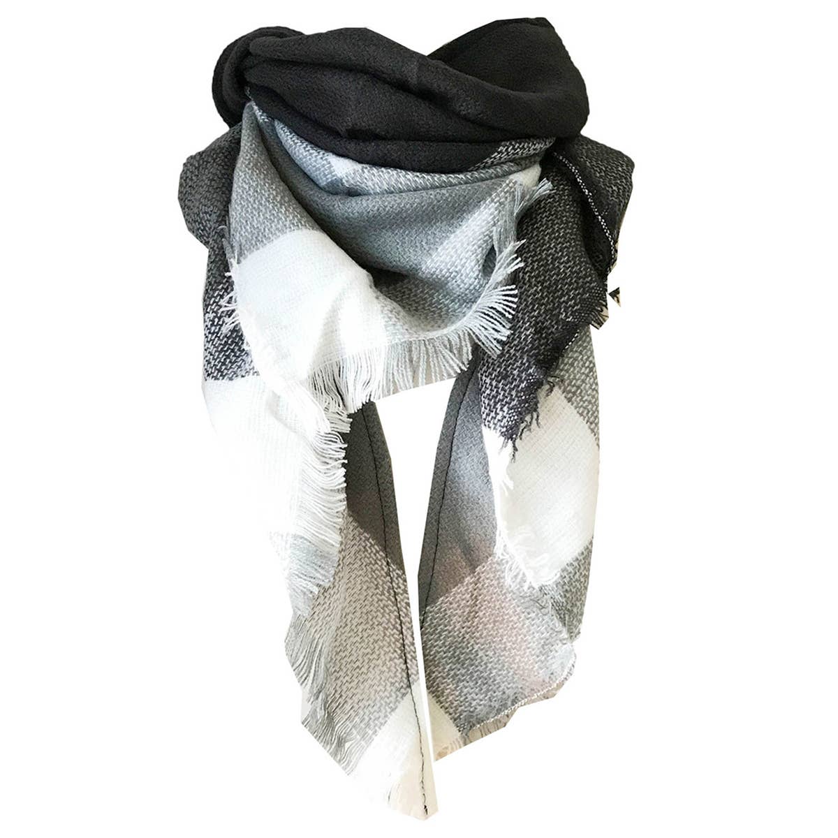 RAINBOW PLAID SCARF TRIANGLE WINTER SHAWL_CWASC0116