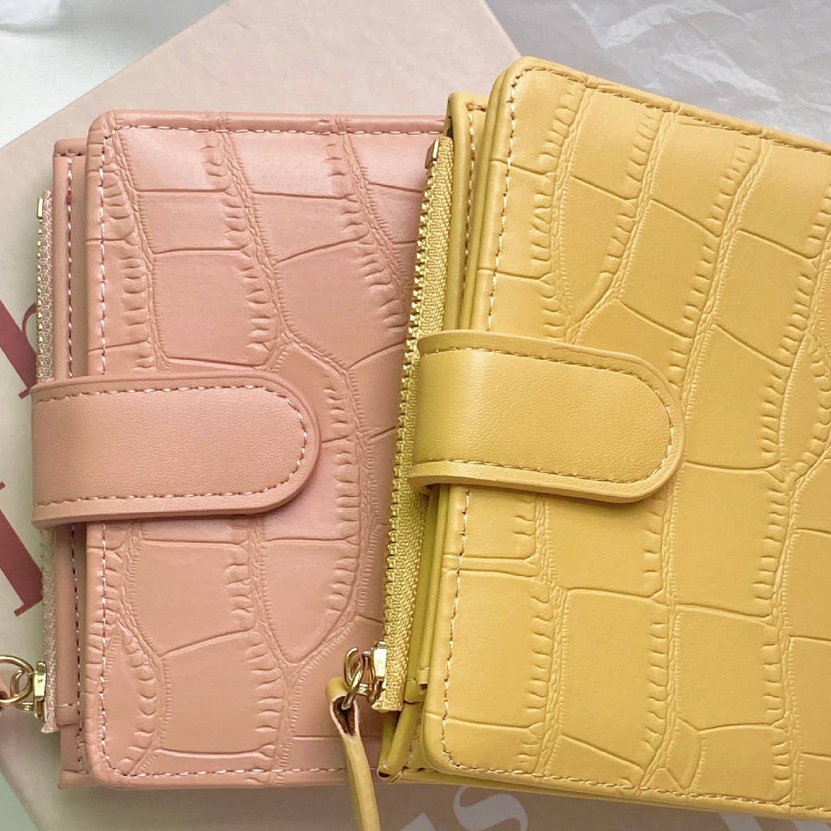 Minimalist Croc Pu Mini Zipper Wallet_Cwab06266