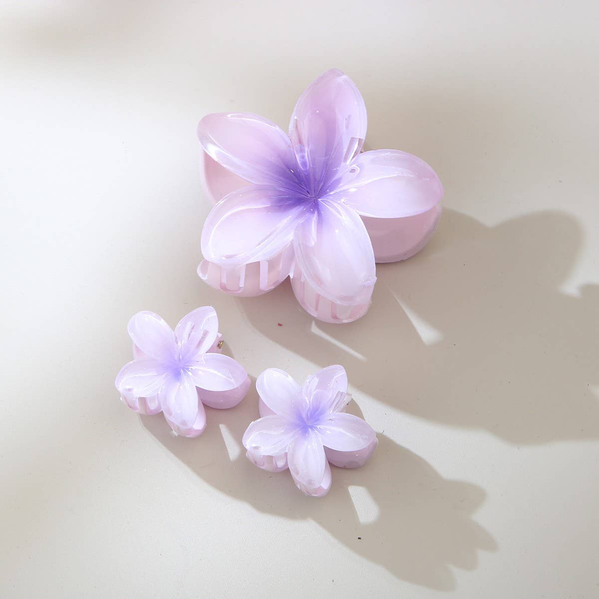 Cwaha07410_Plumeria Flower Hair Claw Clip Set Of 3
