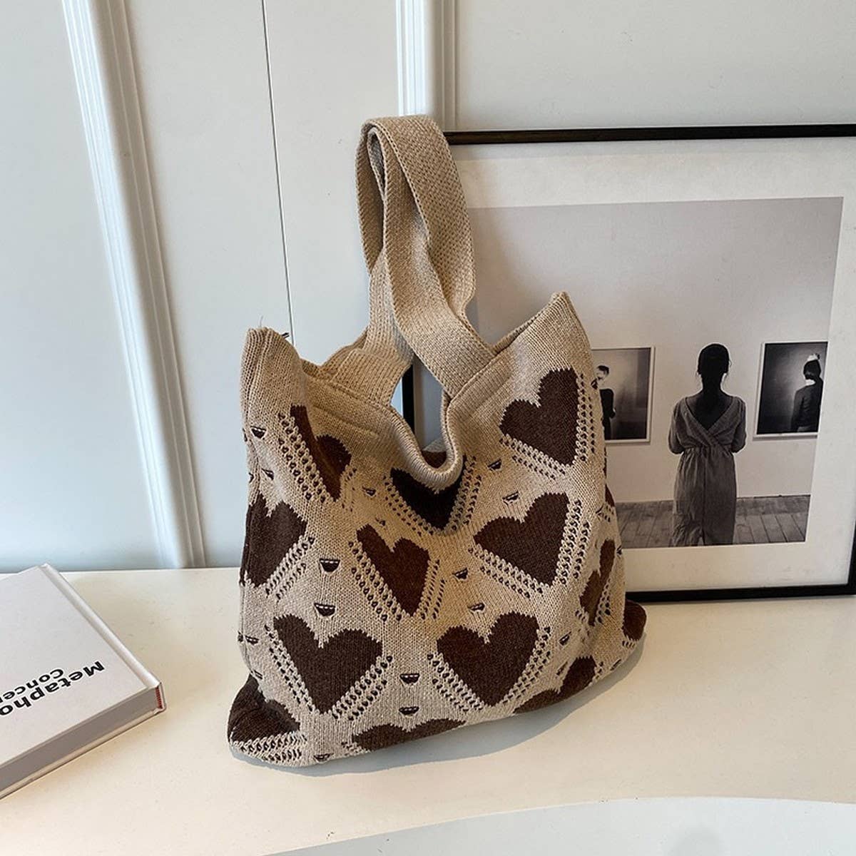 Cwab1956_Knitted Heart Tote Bag