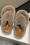 THICK SOLE CROSS STRAP FLUFFY BEDROOM SLIPPERS_CWSHS0230