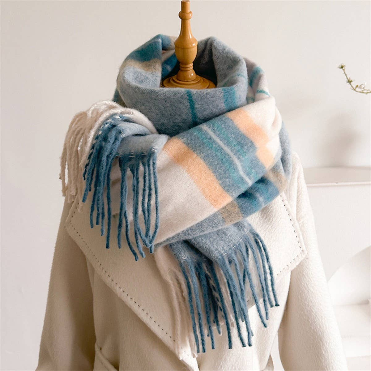 SOFT GRADIENT KNIT TASSEL SCARF WRAP SHAWL_CWASC2739