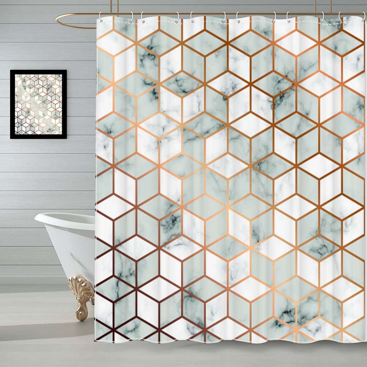 SIMPLE GEOMETRIC WATERPROOF SHOWER CURTAIN_CWMM1796
