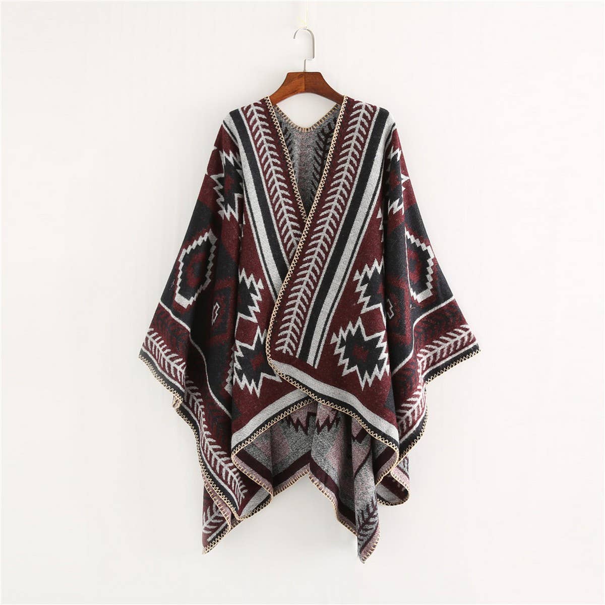 CROSS DIAMOND GEOMETRIC PATTERN CASHMERE SHAWL_CWMM2089