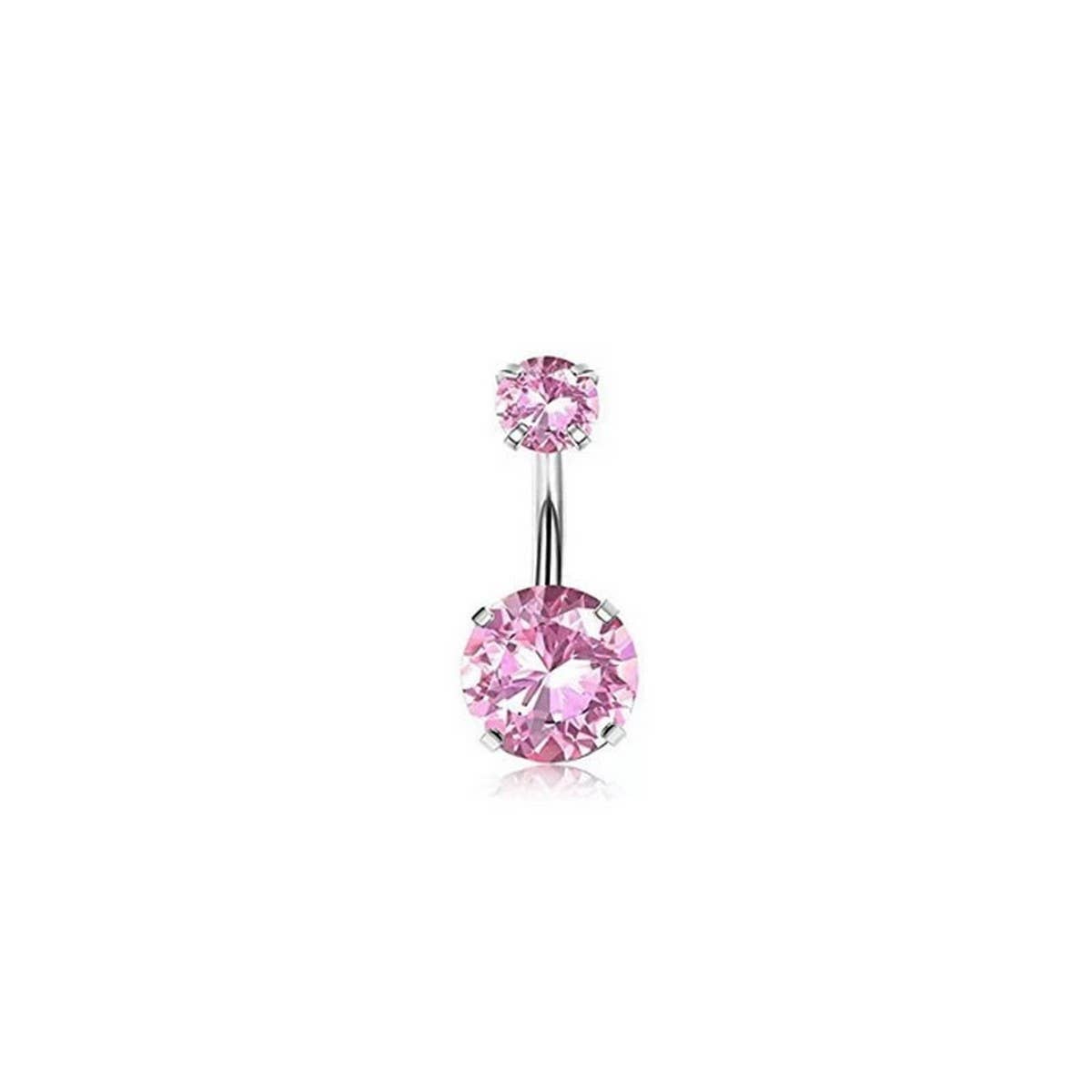 DOUBLE CZ BALL BELLY RING PRONG SET DESIGN_CWMM9189