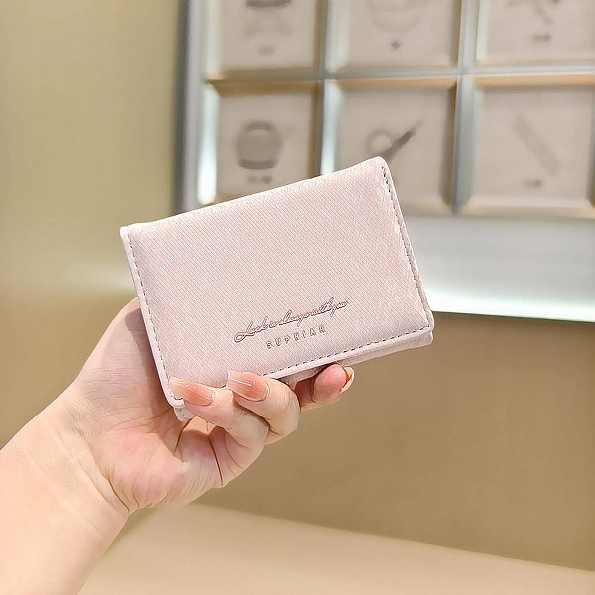 Gradient Velvet Mini Trifold Wallet With Letters_Cwab06233