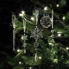 CLEAR ACRYLIC SNOWFLAKE CRYSTAL ICICLE SET DECOR_CWMM9682