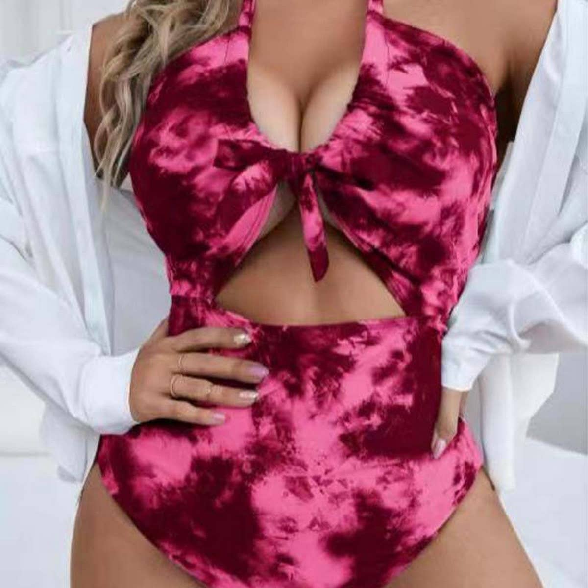 OVERSIZED PRINTED BACKLESS ONE PIECE BIKINI_CWMW0605