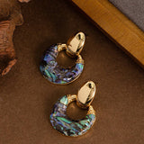 VINTAGE NATURAL OVAL BLACK SHELL EARRINGS_CWMM4321