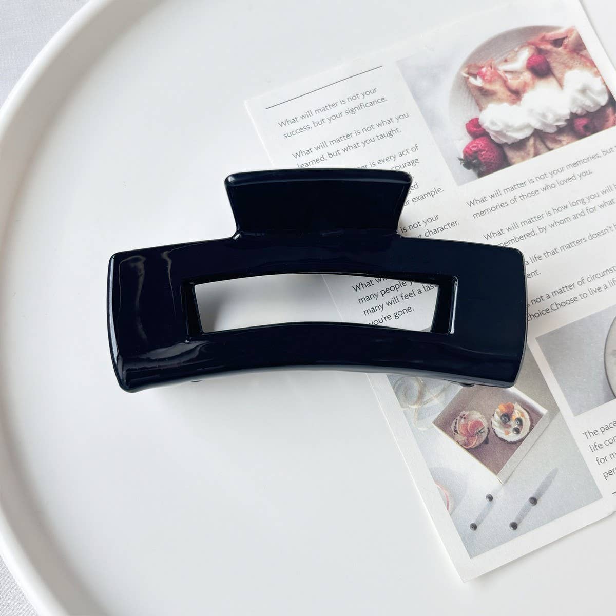 Vintage Square Large Acetate Hair Clip_Cwaha07188