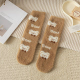 BROWN WARM CARTOON CUTE MID TUBE SOCKS_CWMS0794