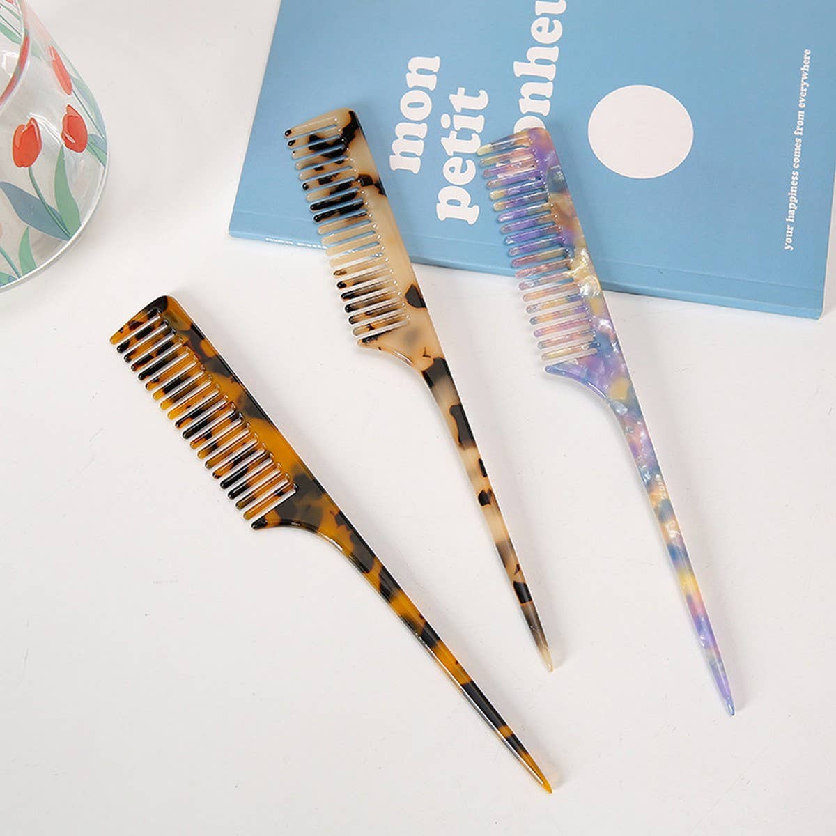 ACETATE LONG HANDLE COMB ELEGANT RETRO HAIR BRUSH_CWMM6430