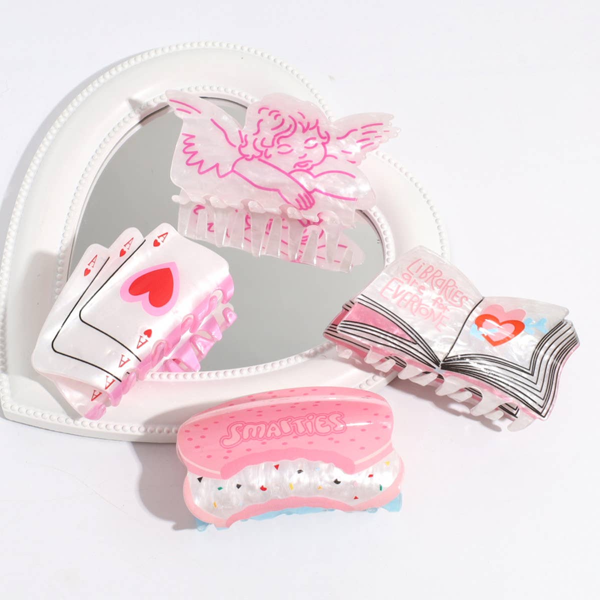 Vintage Acetate Hair Claw Angel Button Clip