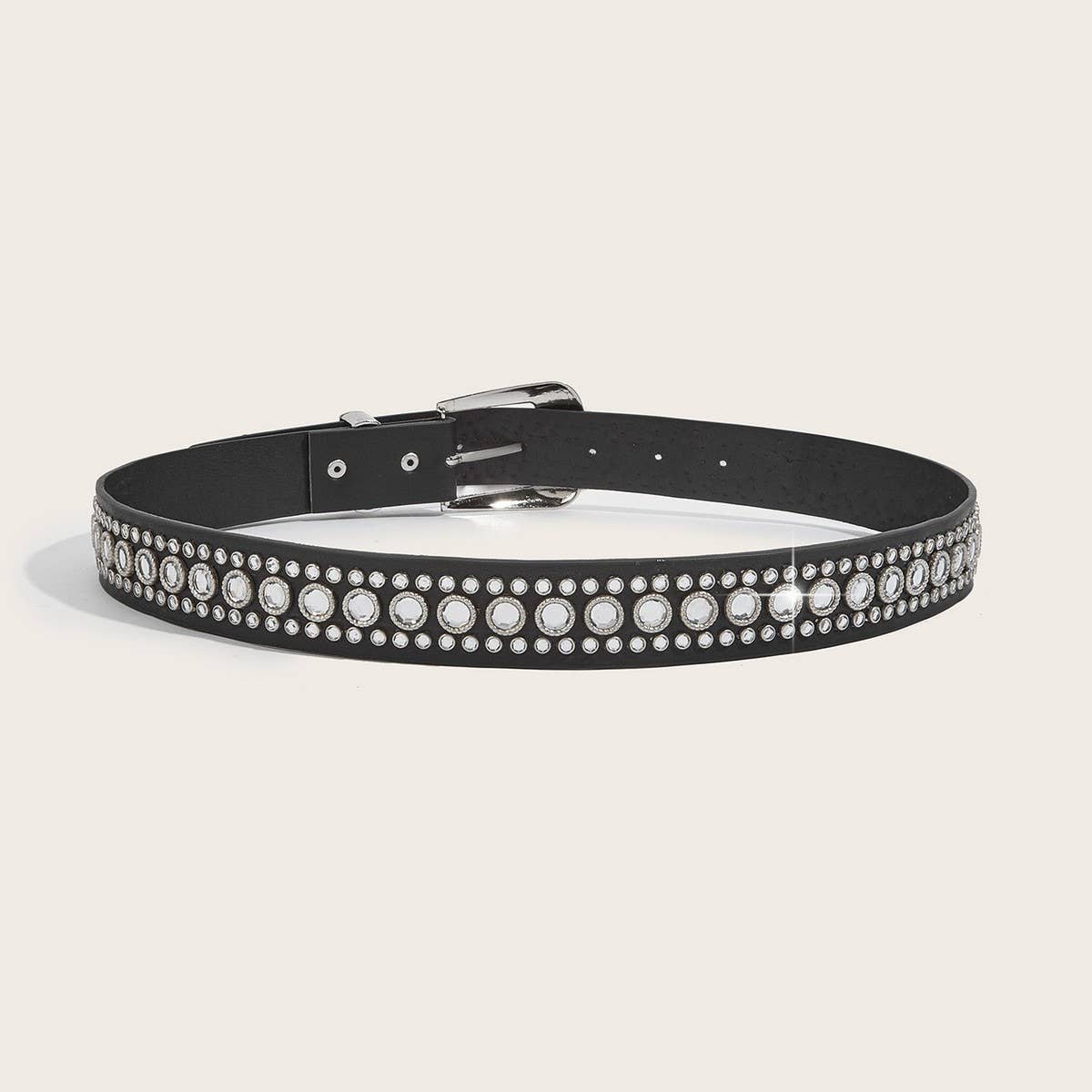 Cwabe0564_Punk Style Studded Rhinestone Belt