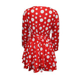 V-Neck Long-Sleeved Polka Dot Fashion Dress