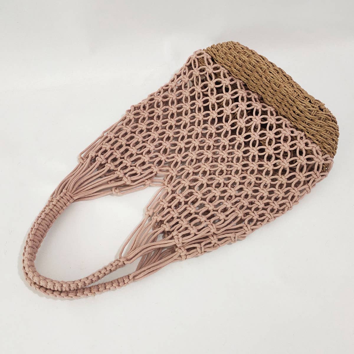 RETRO HOLLOW COTTON ROPE WOVEN BUCKET BAG_CWAB1969