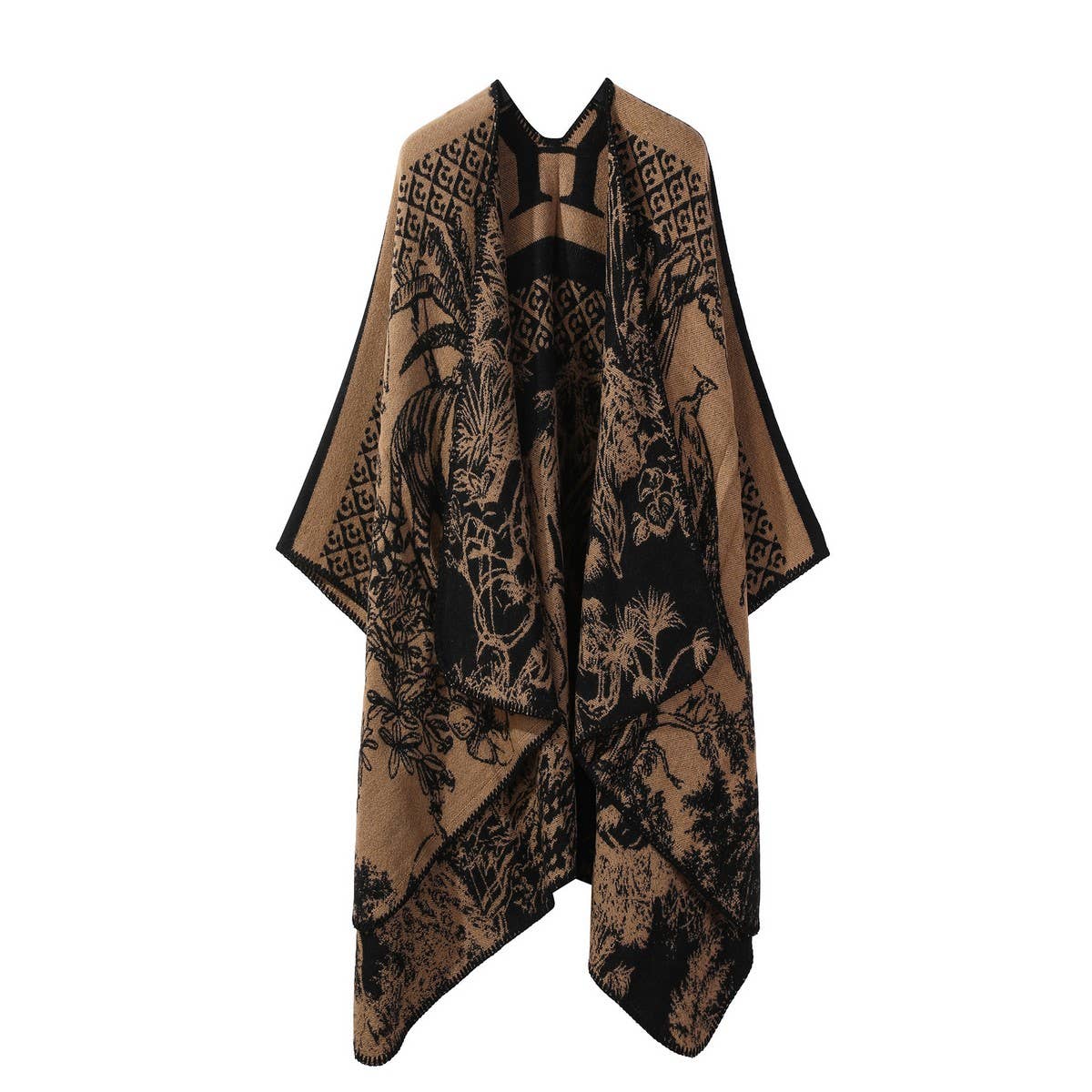 CAPE DARK DOUBLE SIDED WARM OUTER WEAR THICK SHAWL_CWASC2125