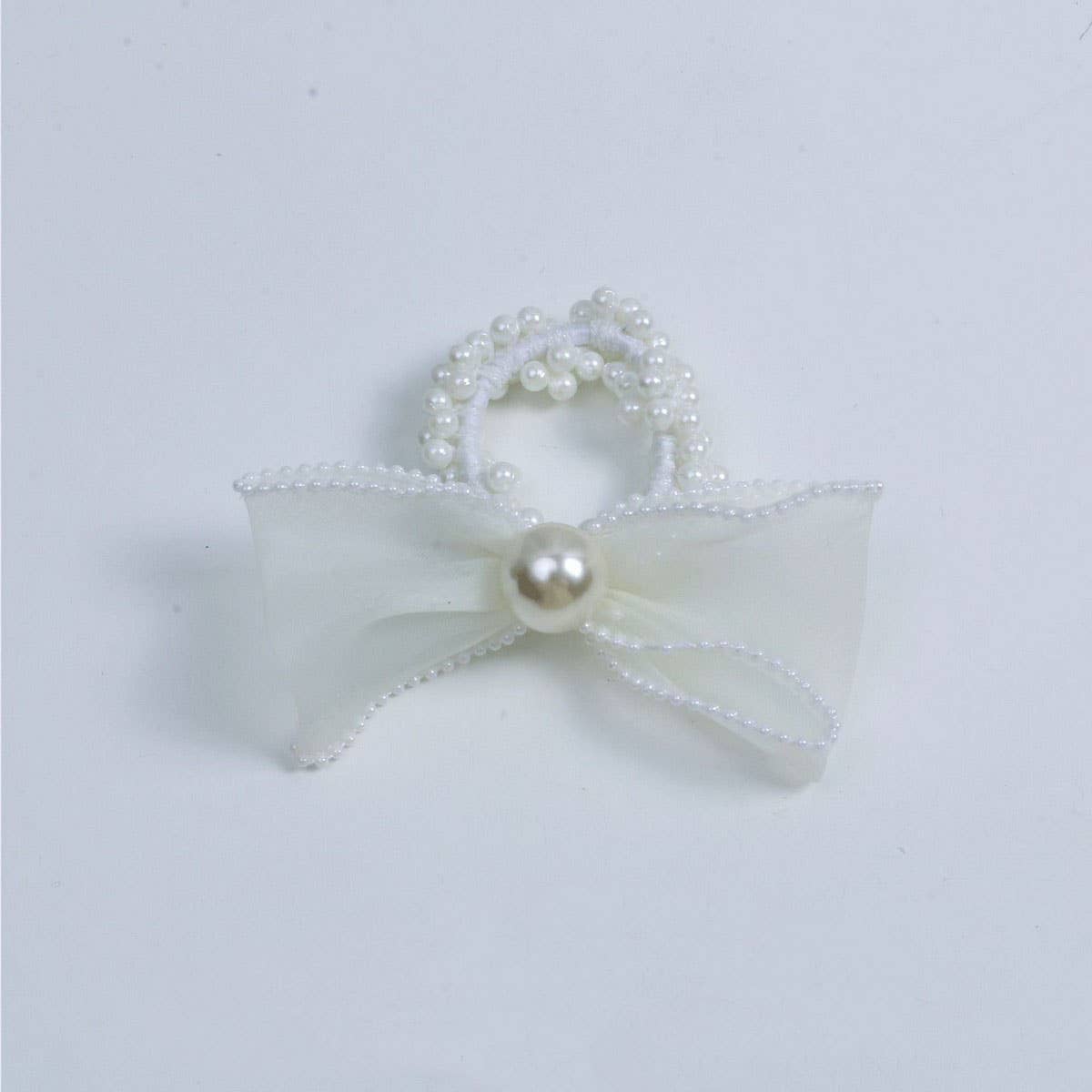 ELEGANT ORGANZA BOW PEARL HAIR TIE FOR WOMEN_CWAHA6885