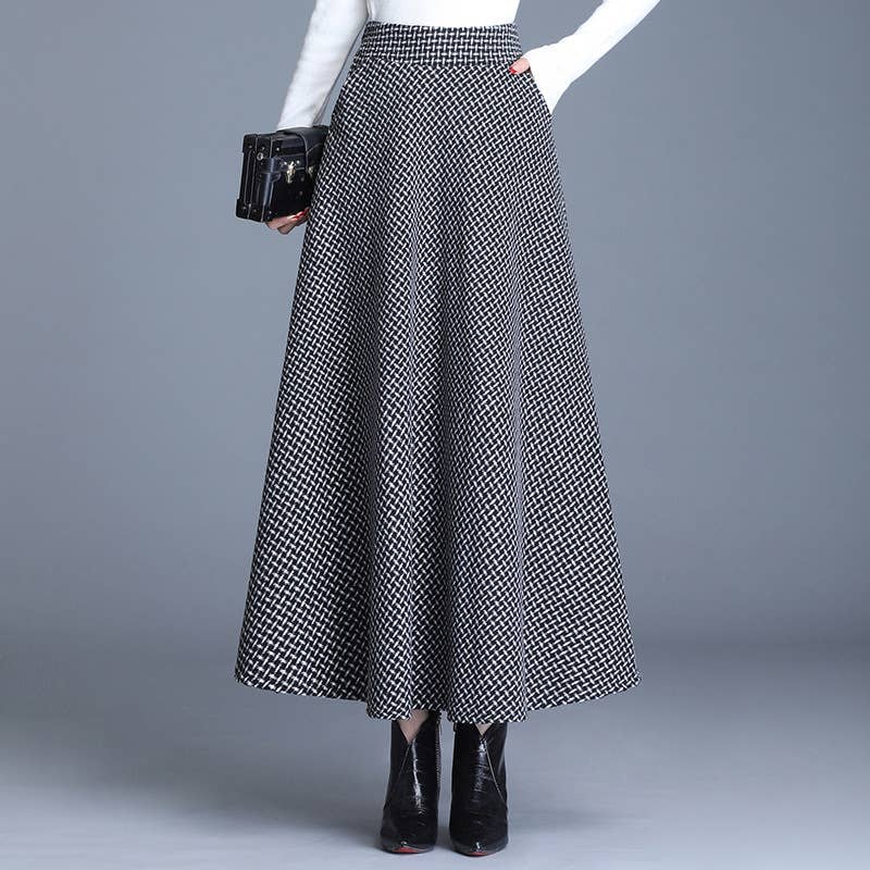 Woolen Thickened Waistline Long Skirt