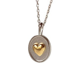 Womens Two-Tone Heart Oval Pendant Necklace_Cwmm5556