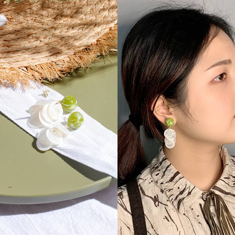 S925 Silver Needle Avocado Colored Stud Earrings