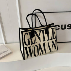 Vintage Letter Print Tote Canvas Bag_Cwab2681