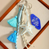 STARFISH TASSEL ACRYLIC TAG BEACH KEYCHAIN CHARM_CWMM7753
