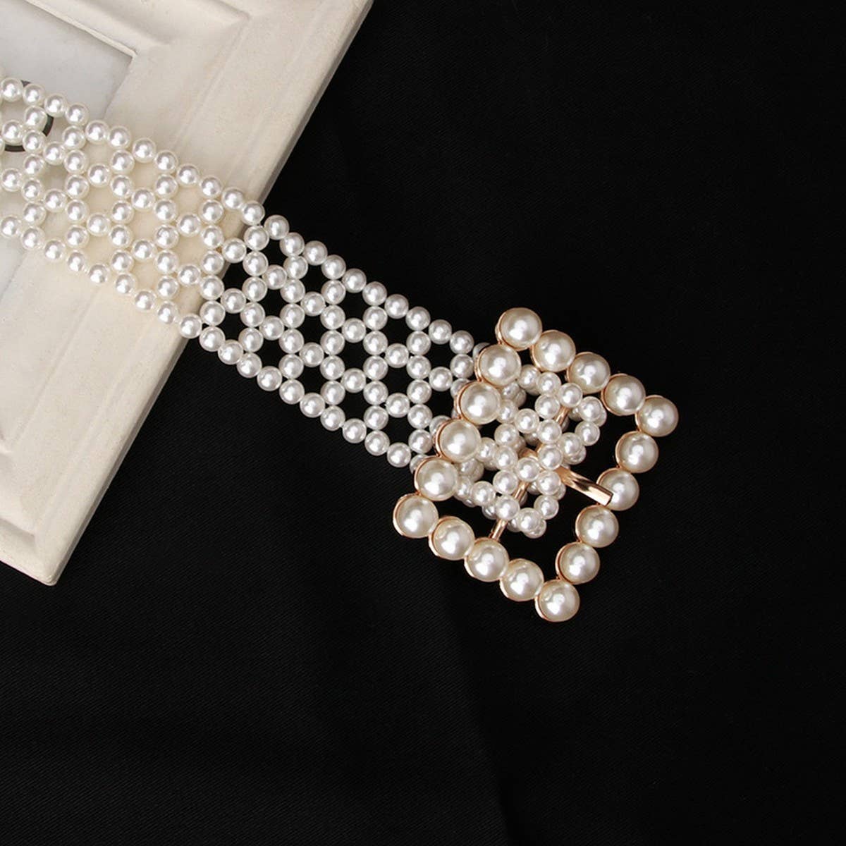 PEARL WOVEN BELT ALLOY BUCKLES_CWABE0405