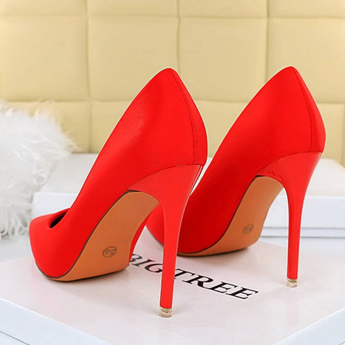 SIMPLE SOLID COLOR SHALLOW POINTED TOE HIGH HEELS_CWSHH0064
