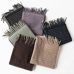SOFT PLAID SCARF VINTAGE TASSEL WOMENS WRAP_CWASC1001