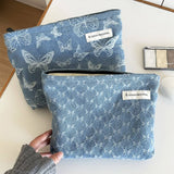 Denim Makeup Bag Large Pillow Handbag Travel Pouch_Cuab00702