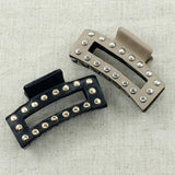 9CM RECTANGULAR FAUX LEATHER STUDDED HAIR CLAW_CWAHA6366