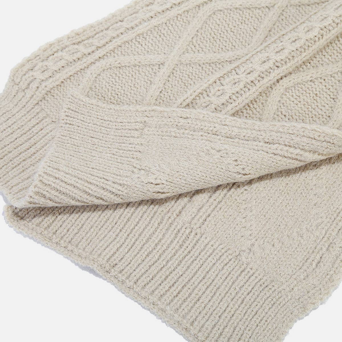 CABLE KNIT HAT SCARF AND GLOVES THREE PIECE SET_CWAH1580