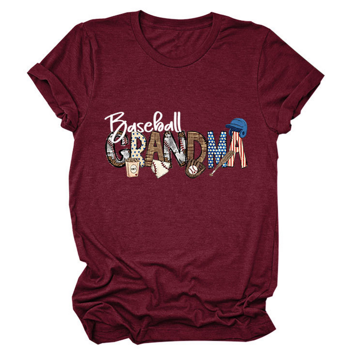 CASUAL CREW NECK TEE BASEBALL GRANDMA SHIRT_CWTTSL0496