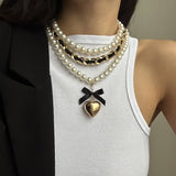HIGH END FASHION PEARL RIBBON BEADED NECKLACE_CWMM3137