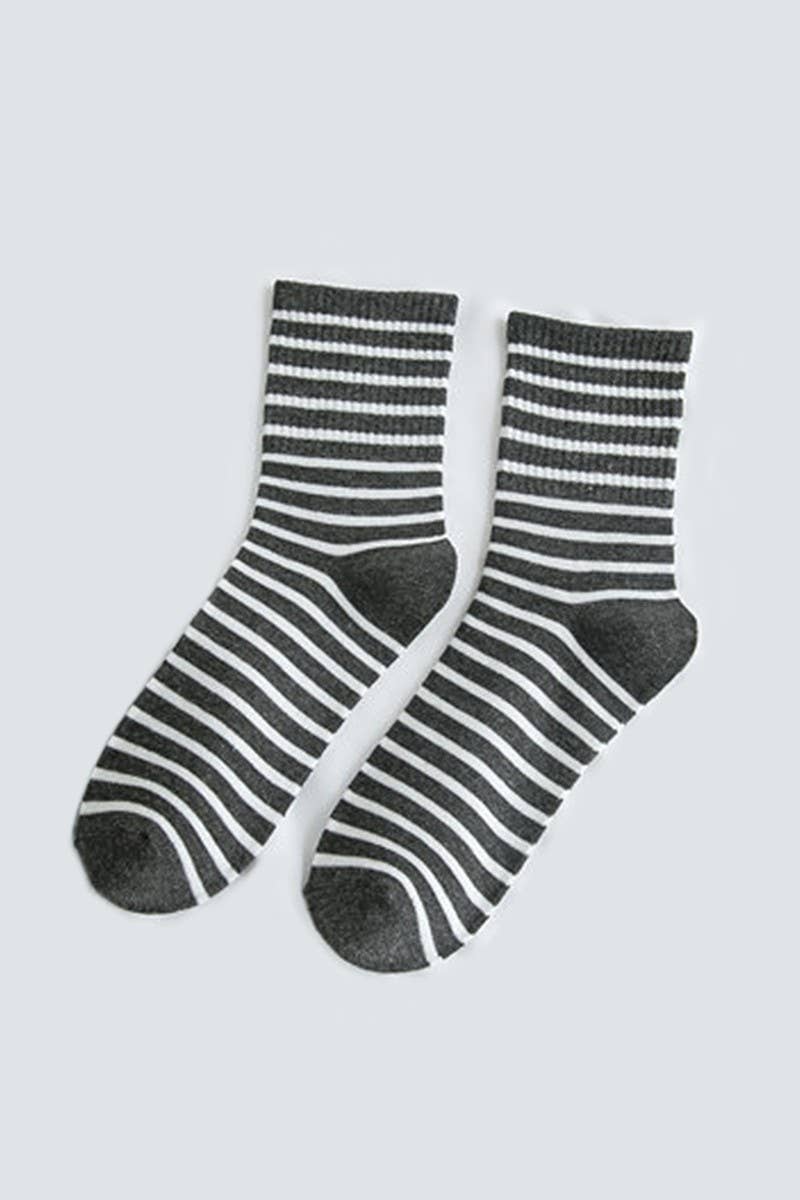 STRIPE PATTERN COZY COTTON ANKLE CREW SOCKS_CWMS022