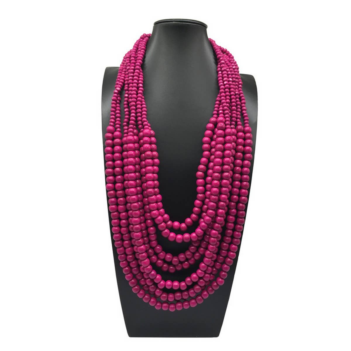 BOHEMIAN MULTI LAYERED WOODEN BEADS NECKLACE_CWMM4737