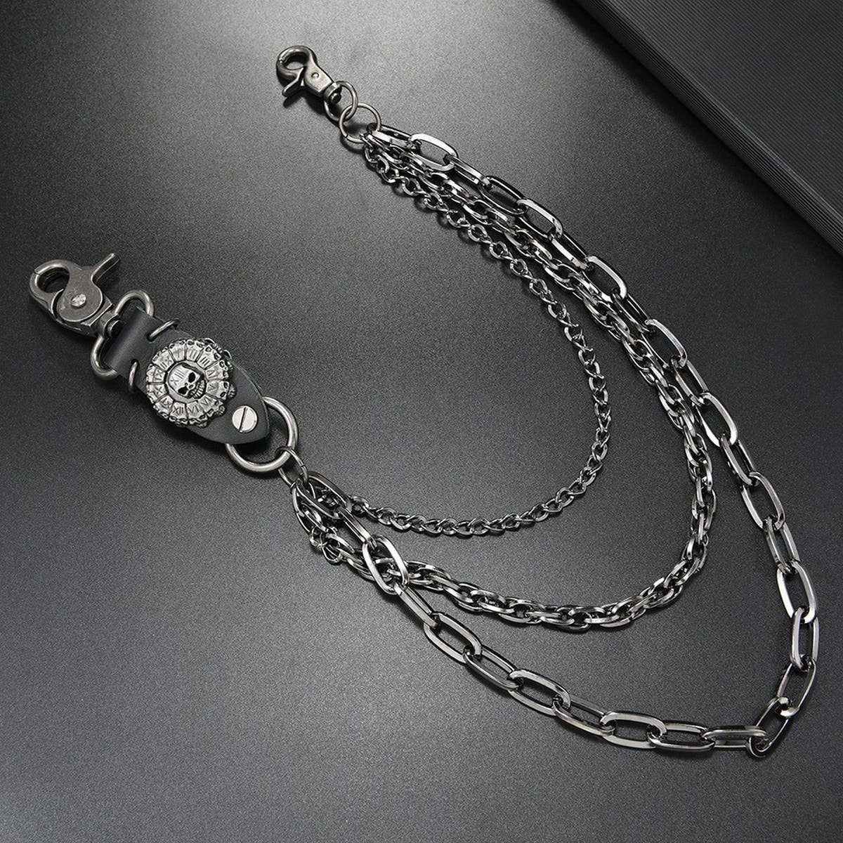 PUNK SKULL PENDANT MULTI LAYERED TROUSER CHAIN_CWMM4879