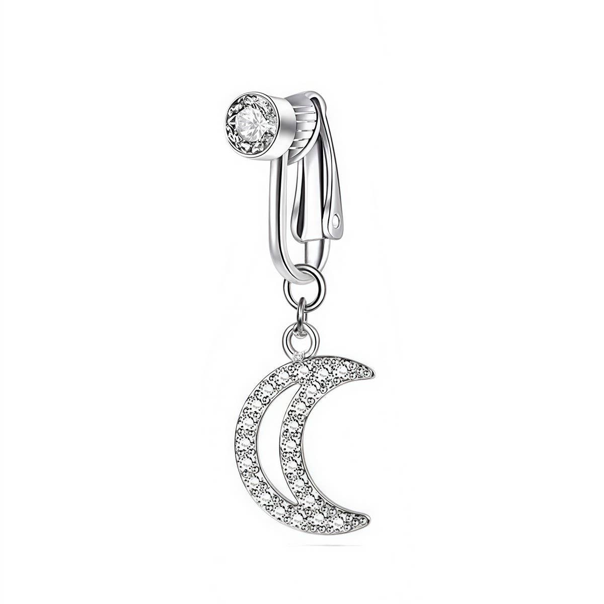 NO PIERCING NAVEL CLIP RING WITH MOON HEART CHARM＿cWMM9227